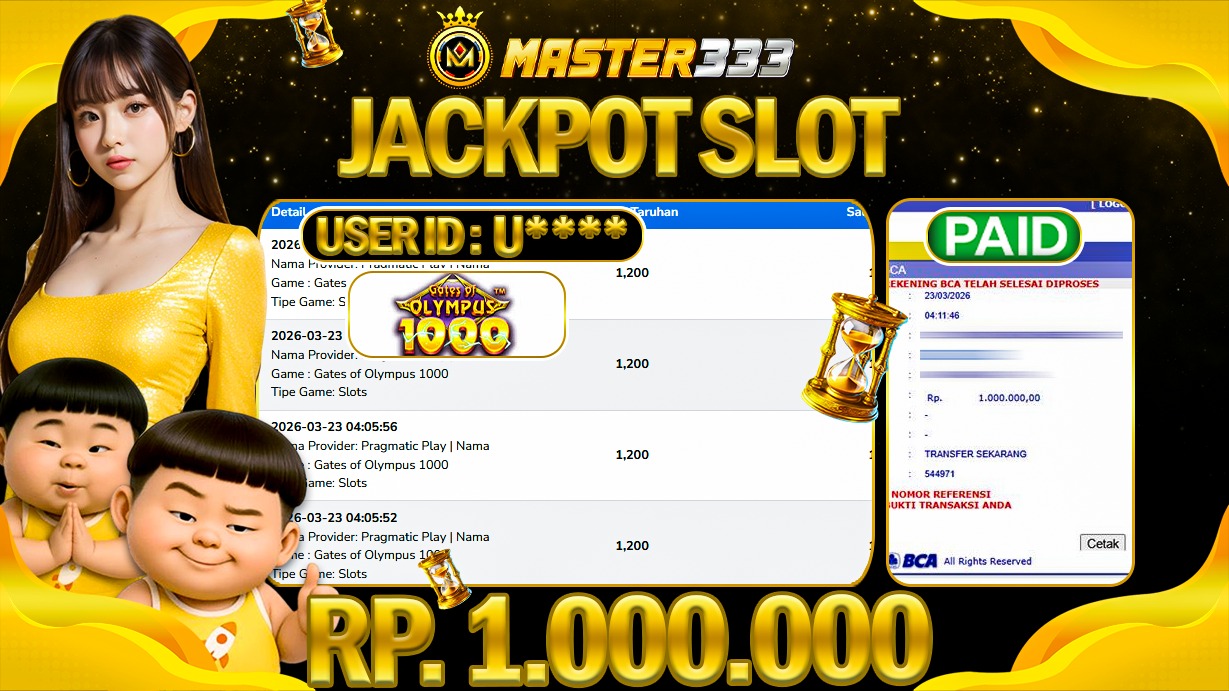 JACKPOT Rp 1.000.000 JUTA DI MASTER333 LANGSUNG DI BAYAR LUNAS